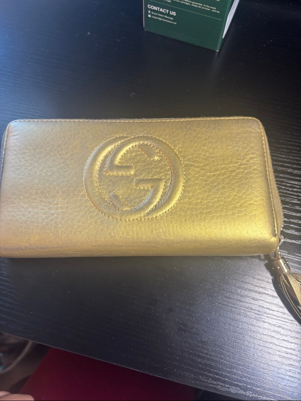 Gucci Gold Leather Zip-Around Wallet with Tassel - Picture 13 of 17